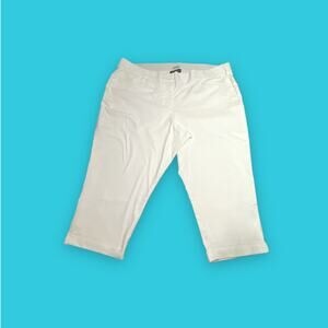 Lane Bryant The Modernist Collection White Cropped Elastic Waist Pants Size 24